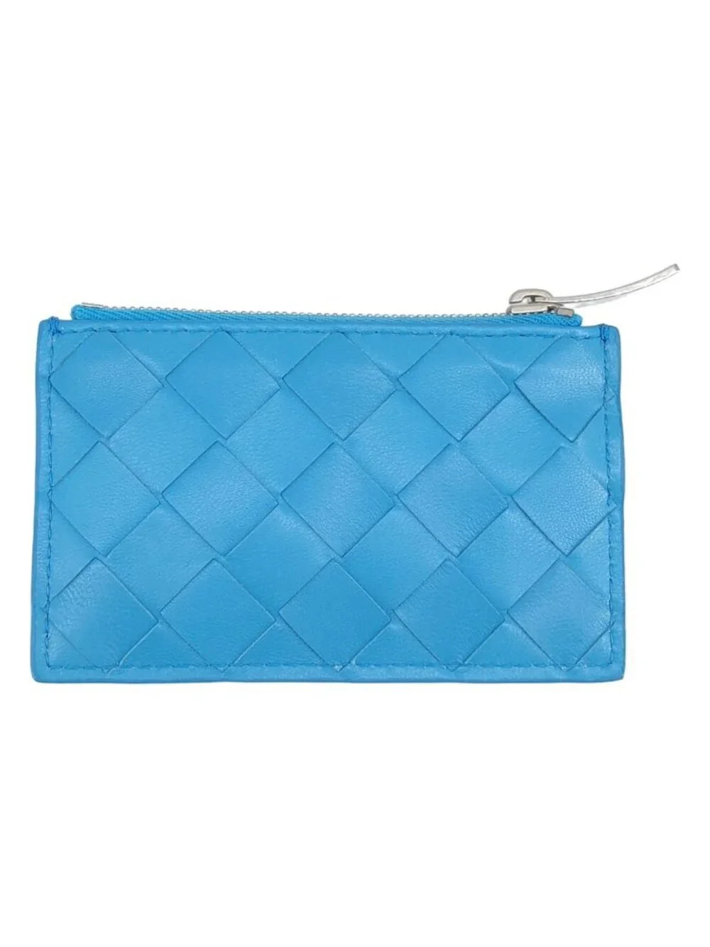 Bottega Veneta Leather Intrecciato Card Case Light Blue